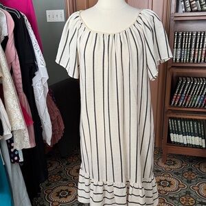 Suzanne Betro White Dress with Black Stripes